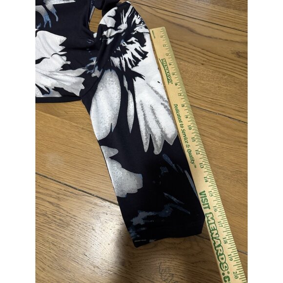 Clara Sun Woo Women Size Large Tunic Top Asymmetrical Floral Stretch Artsy City - Picture 6 of 9